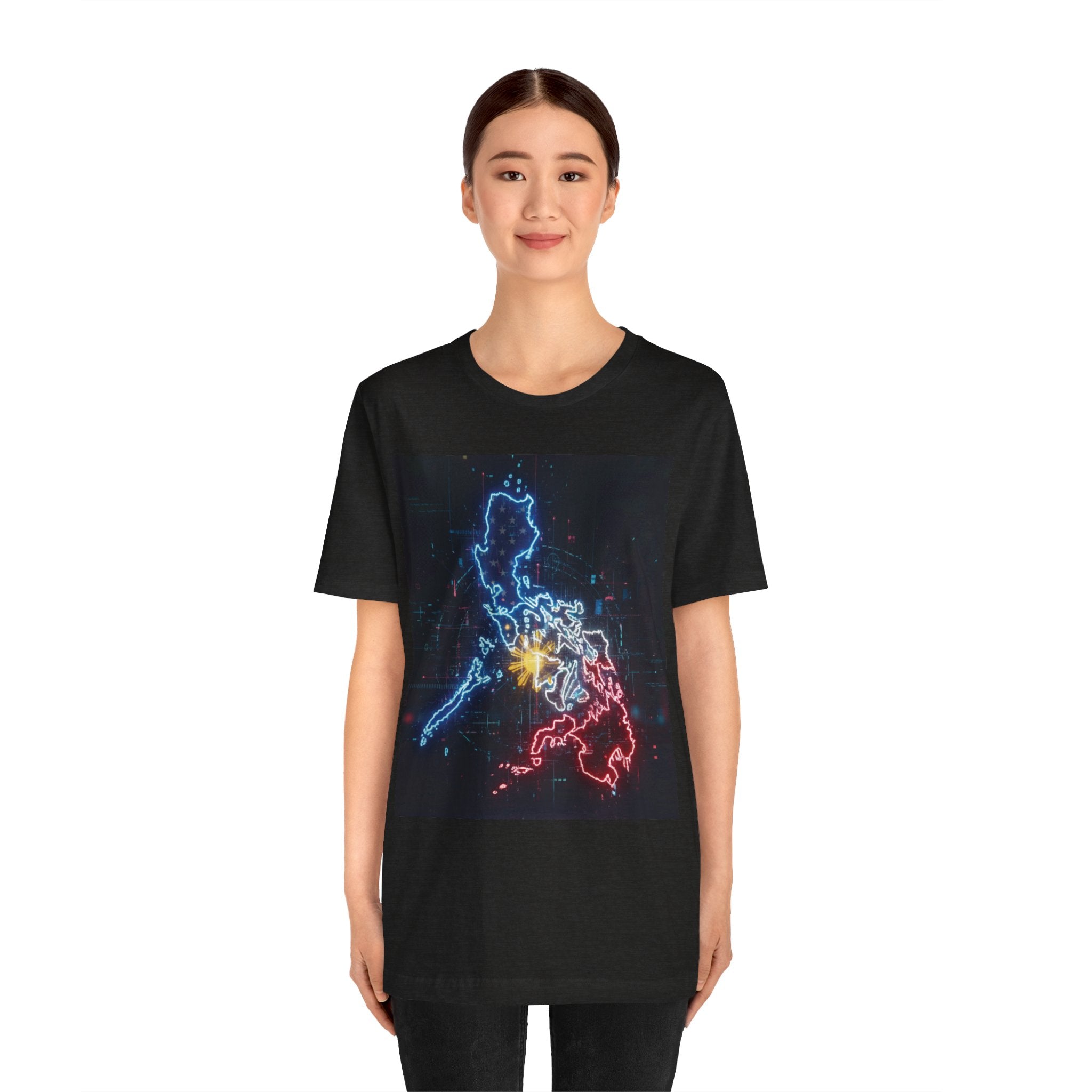 Philippines Neon Map T‑Shirt — Filipino Pride Outline Tee