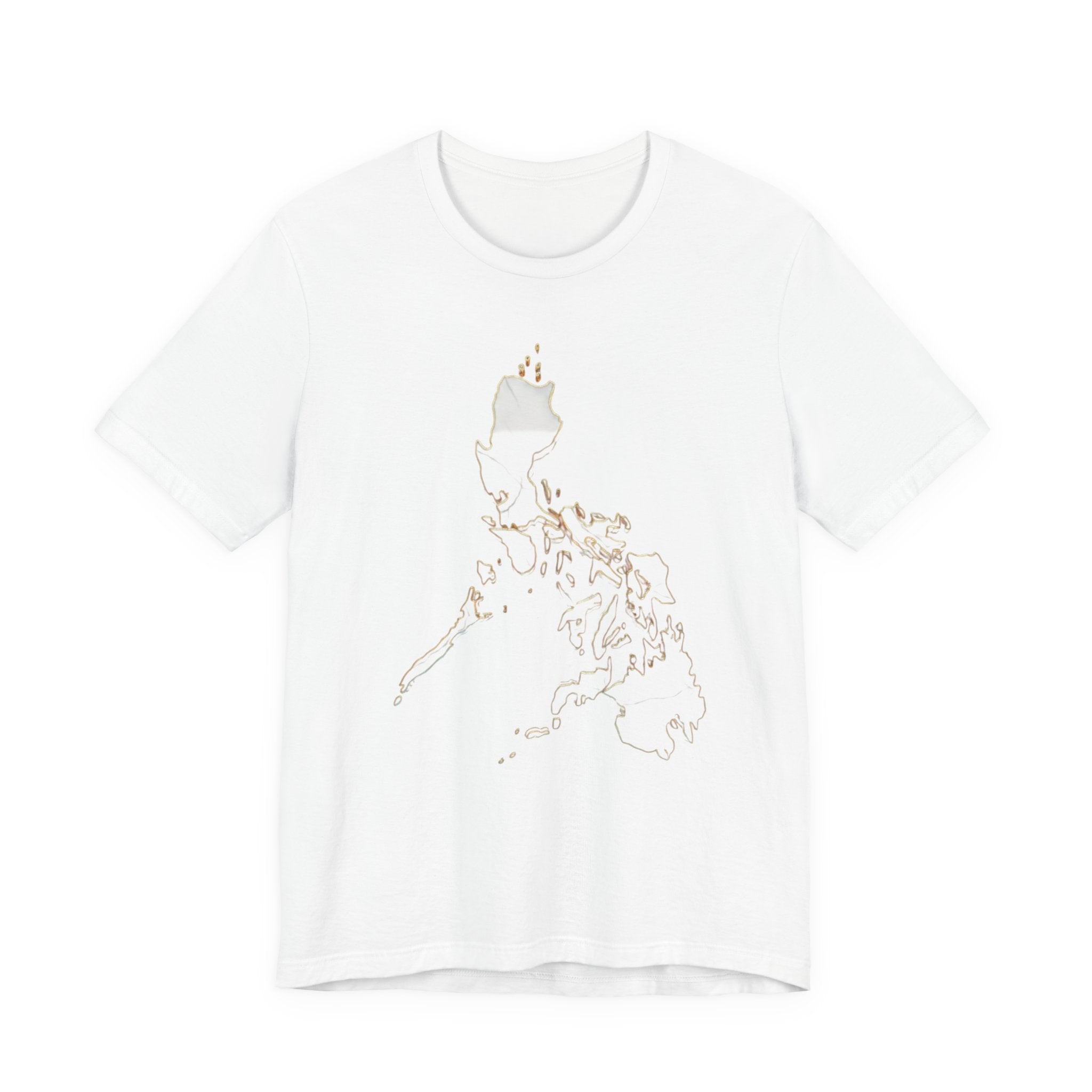 Philippines Map Gold Outline T-Shirt — Minimal Gold Philippine Islands Design