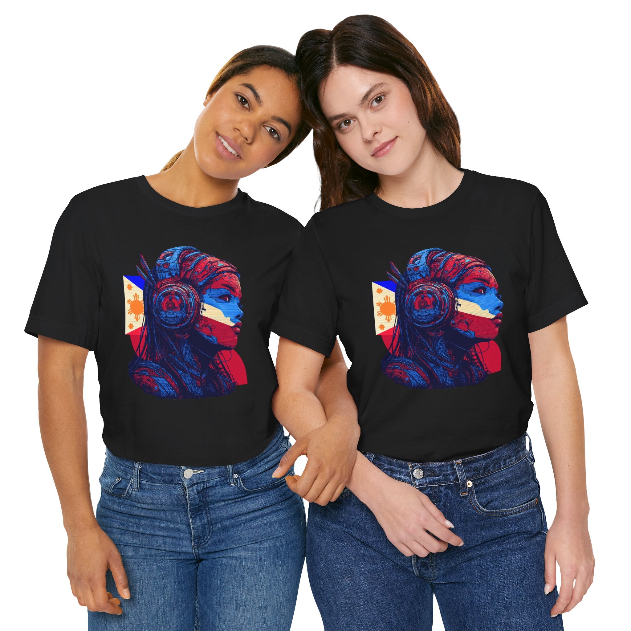 Filipina Warrior Portrait Tee – Patriotic Filipino Flag Art T-Shirt