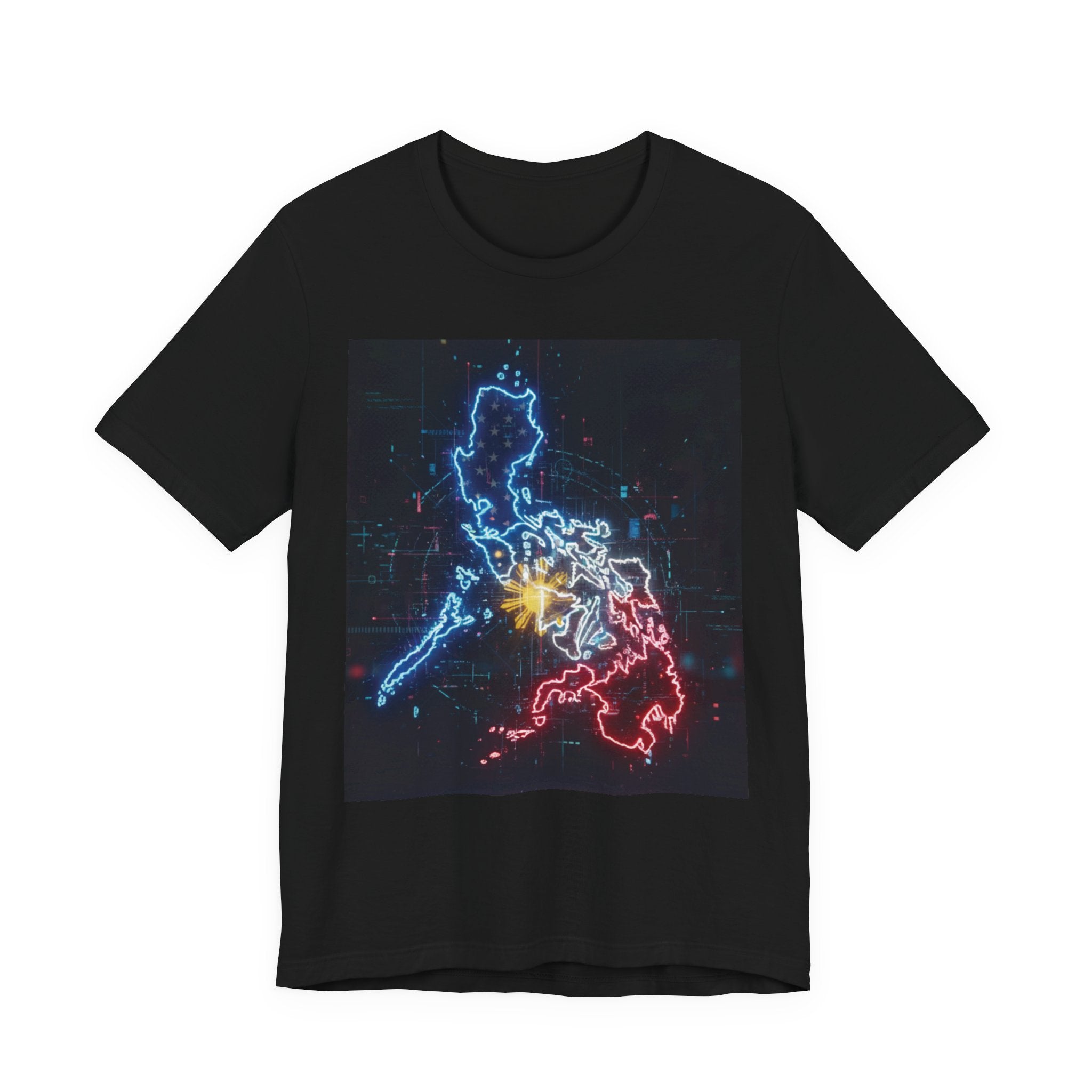 Philippines Neon Map T‑Shirt — Filipino Pride Outline Tee