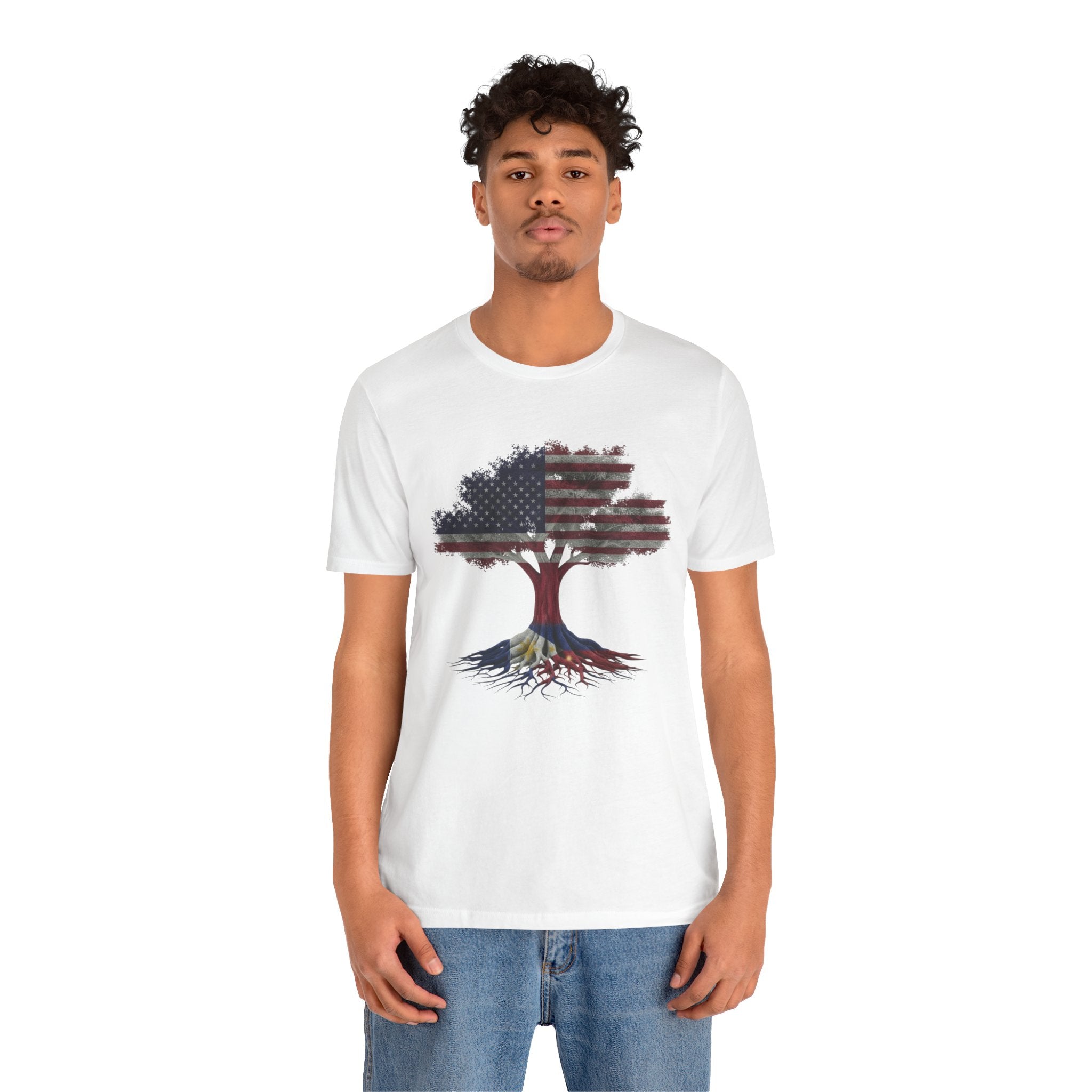 American Flag Tree T-Shirt — Filipino Roots Tee (USA Flag Tree Design)