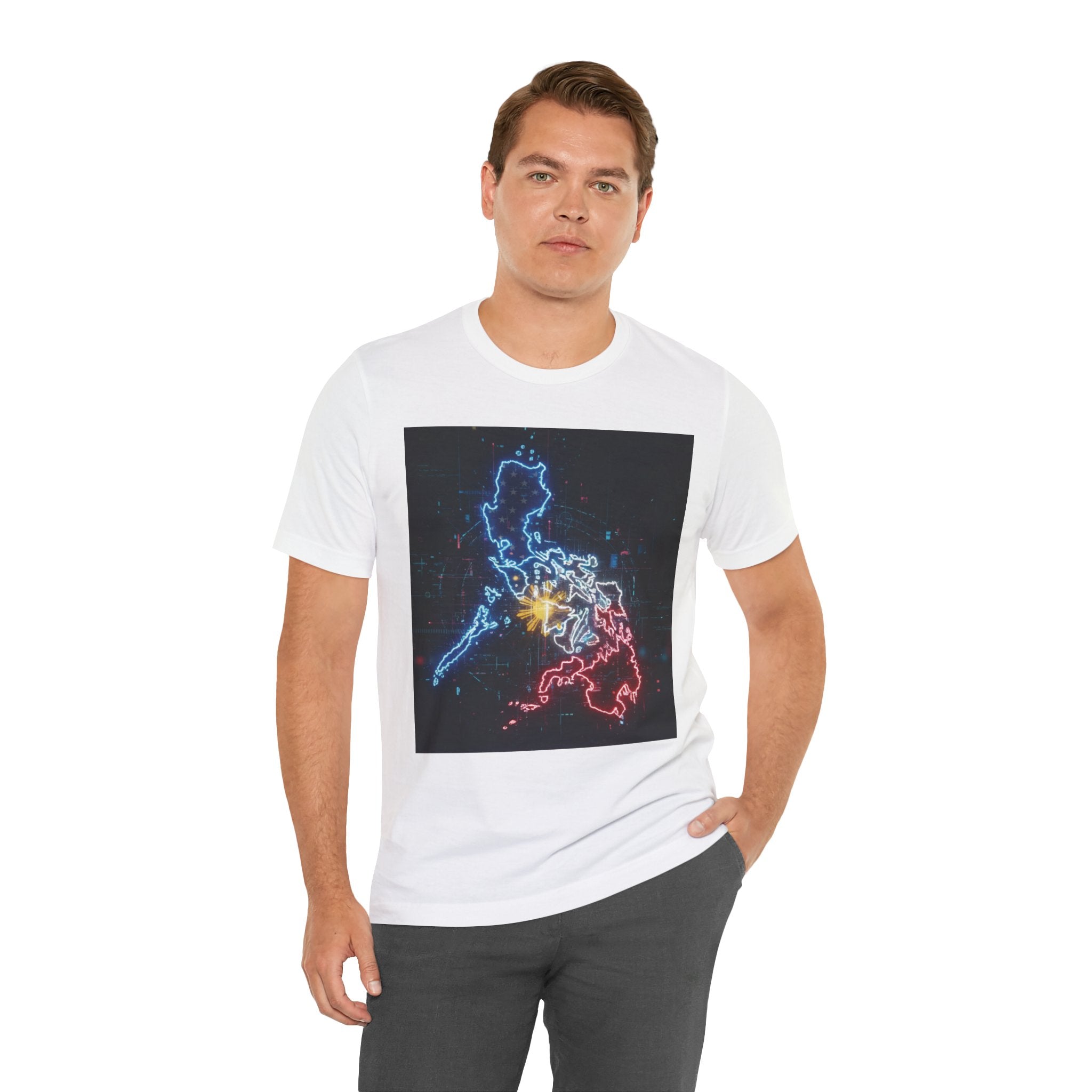 Philippines Neon Map T‑Shirt — Filipino Pride Outline Tee