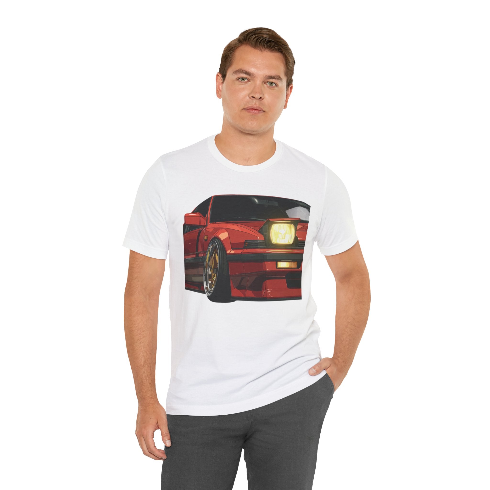Retro Red Sports Car T‑Shirt — Lude Vintage JDM Coupe Graphic Tee