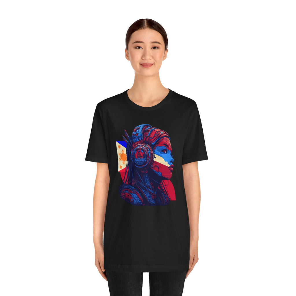 Filipina Warrior Portrait Tee – Patriotic Filipino Flag Art T-Shirt
