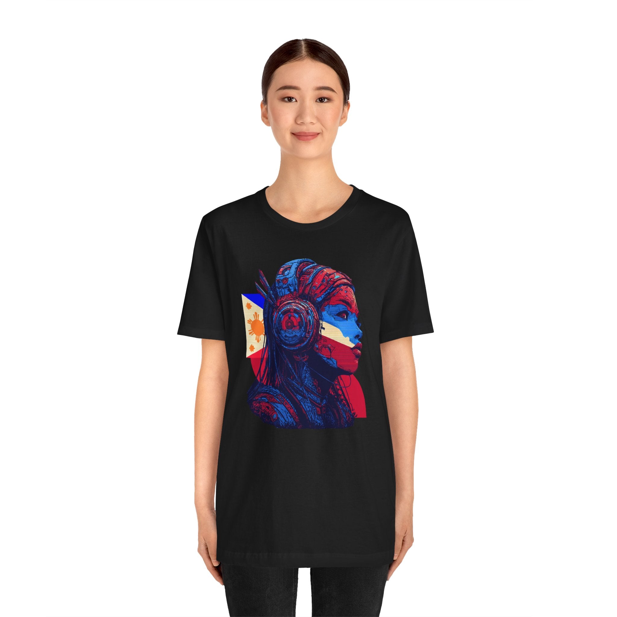 Filipina Warrior Portrait Tee – Patriotic Filipino Flag Art T-Shirt