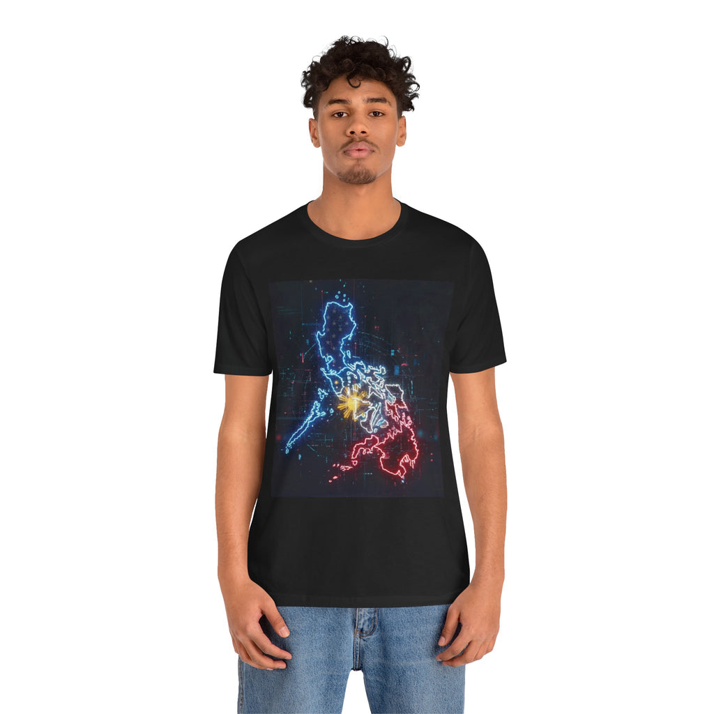 Philippines Neon Map T‑Shirt — Filipino Pride Outline Tee