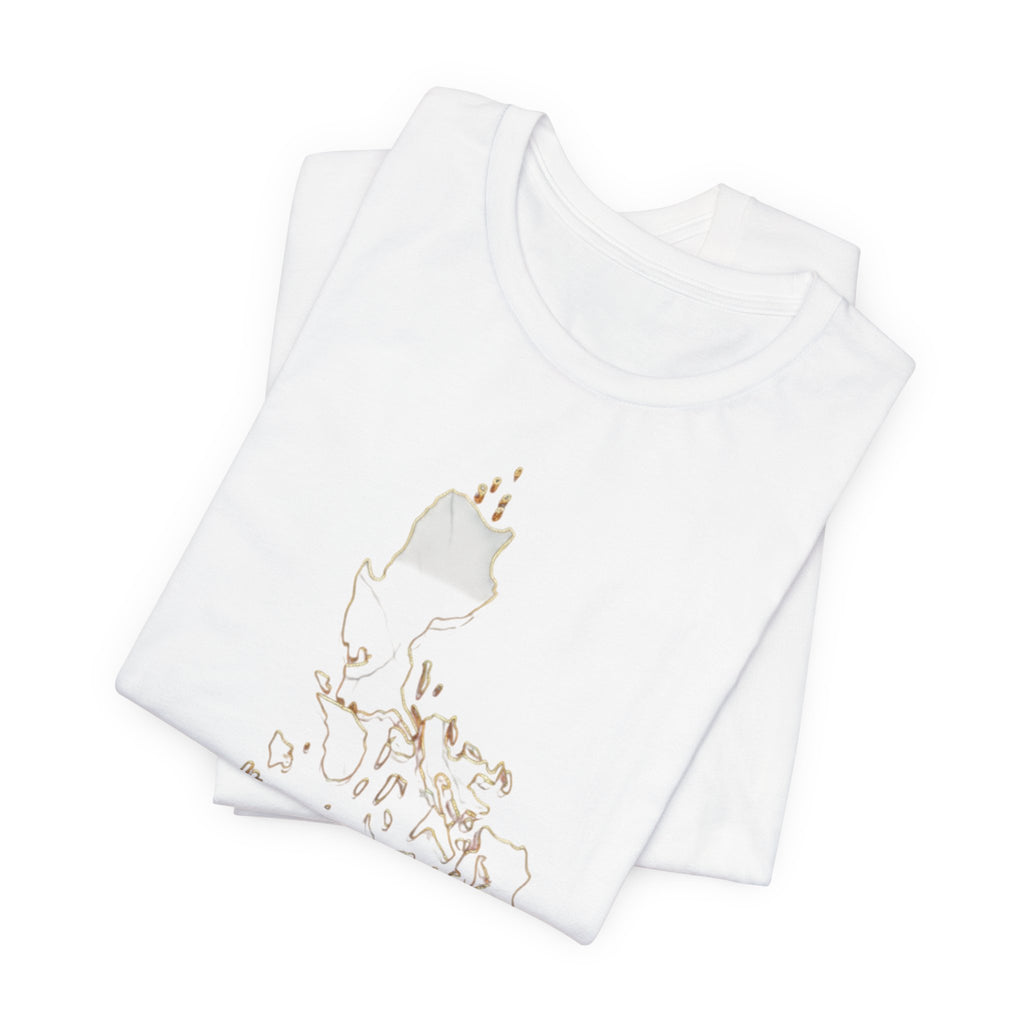 Philippines Map Gold Outline T-Shirt — Minimal Gold Philippine Islands Design