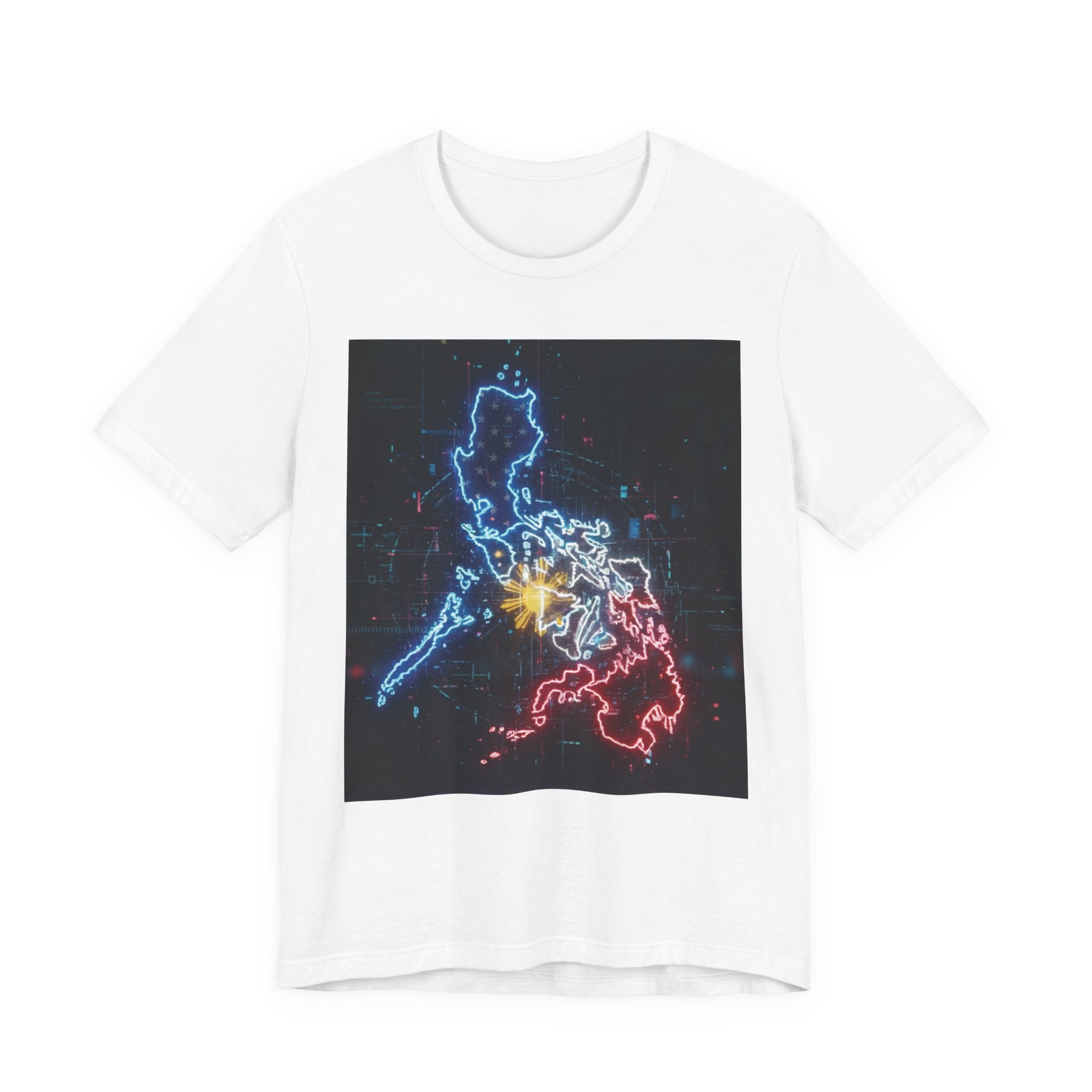 Philippines Neon Map T‑Shirt — Filipino Pride Outline Tee