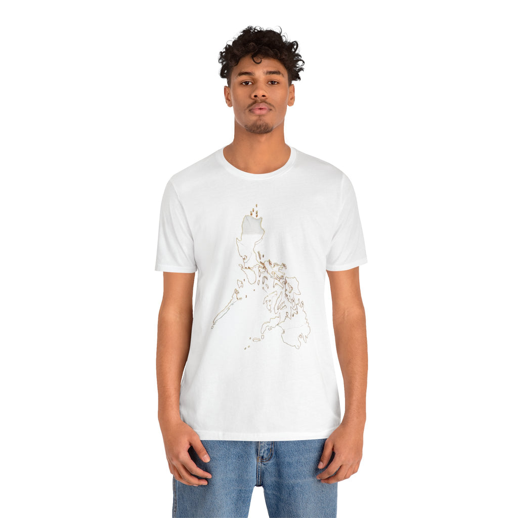 Philippines Map Gold Outline T-Shirt — Minimal Gold Philippine Islands Design