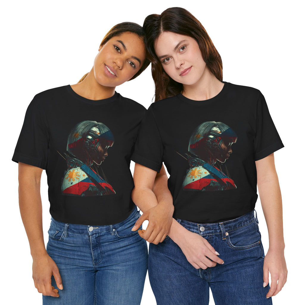 Cyberpunk Warrior Tee — Filipino Flag Portrait
