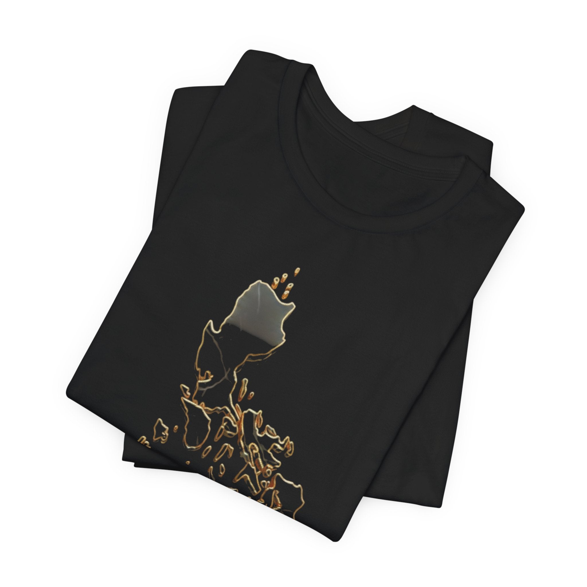 Philippines Map Gold Outline T-Shirt — Minimal Gold Philippine Islands Design