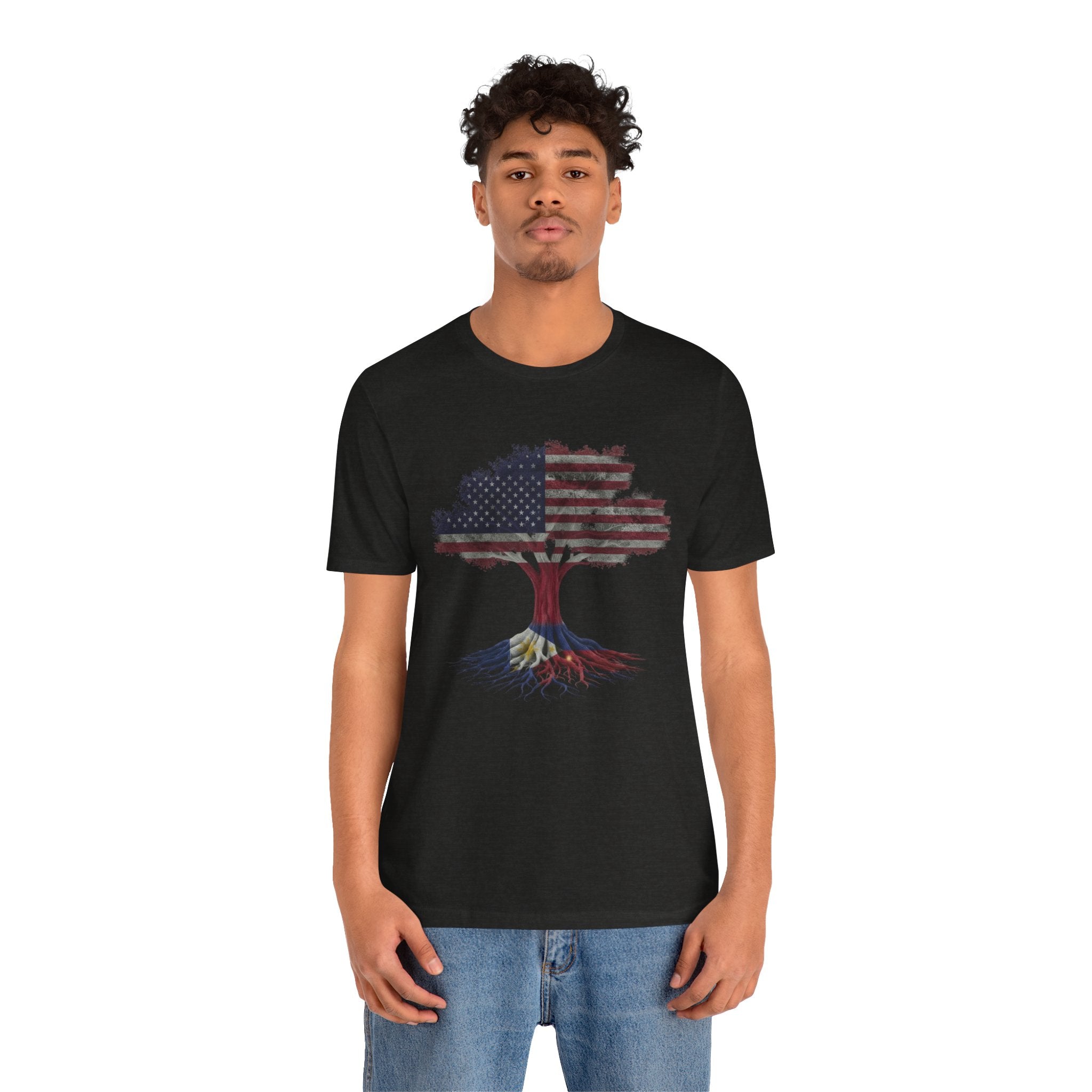 American Flag Tree T-Shirt — Filipino Roots Tee (USA Flag Tree Design)