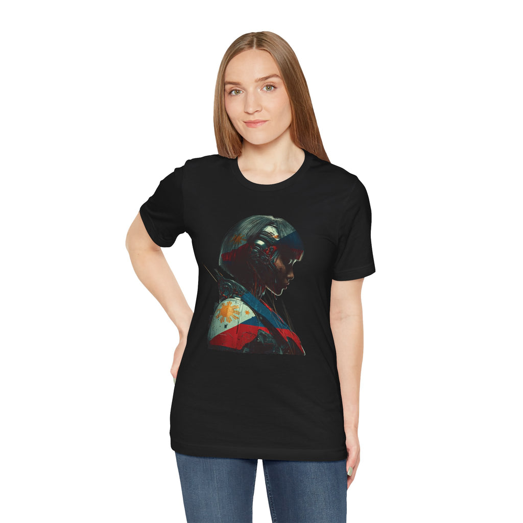 Cyberpunk Warrior Tee — Filipino Flag Portrait