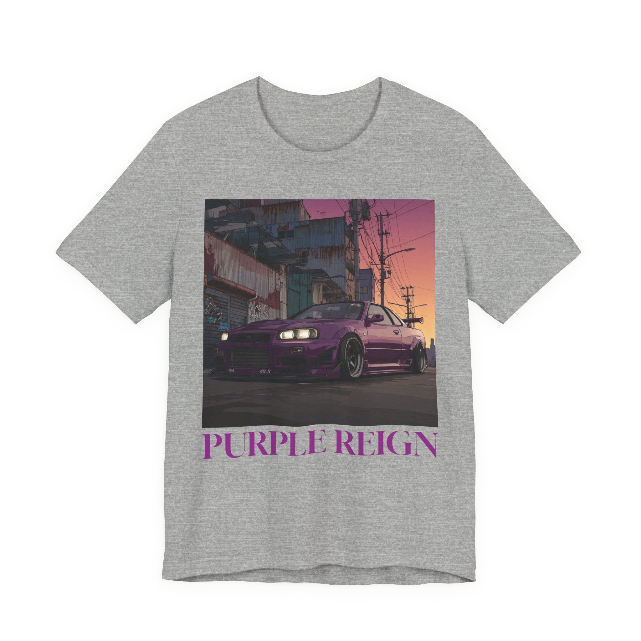Purple Reign Tee — Vintage Sunset Skyline Godzirrra Graphic T-Shirt
