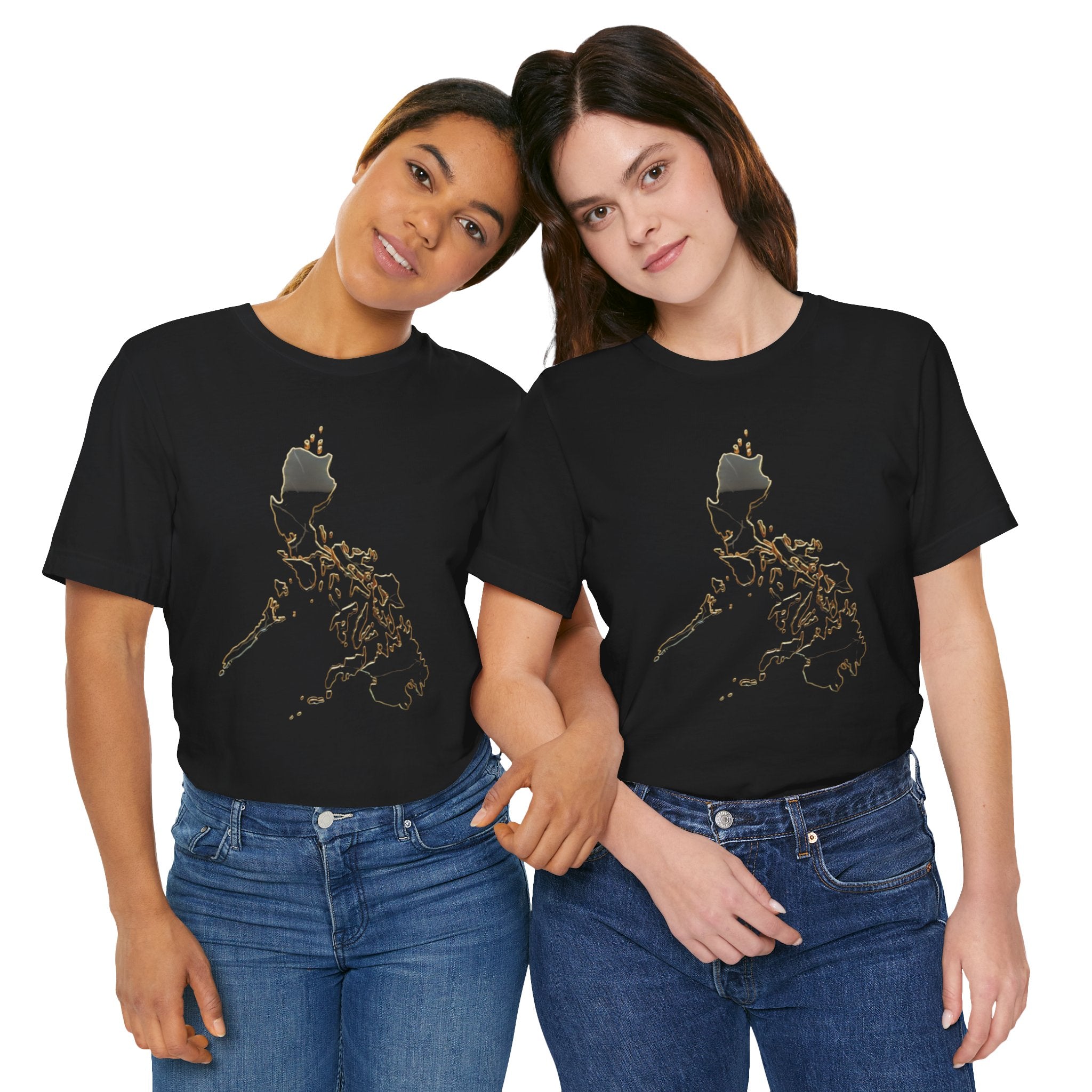 Philippines Map Gold Outline T-Shirt — Minimal Gold Philippine Islands Design