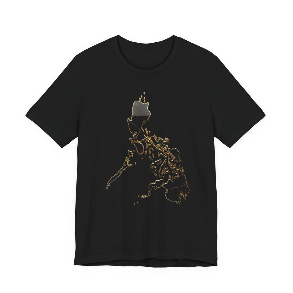 Philippines Map Gold Outline T-Shirt — Minimal Gold Philippine Islands Design