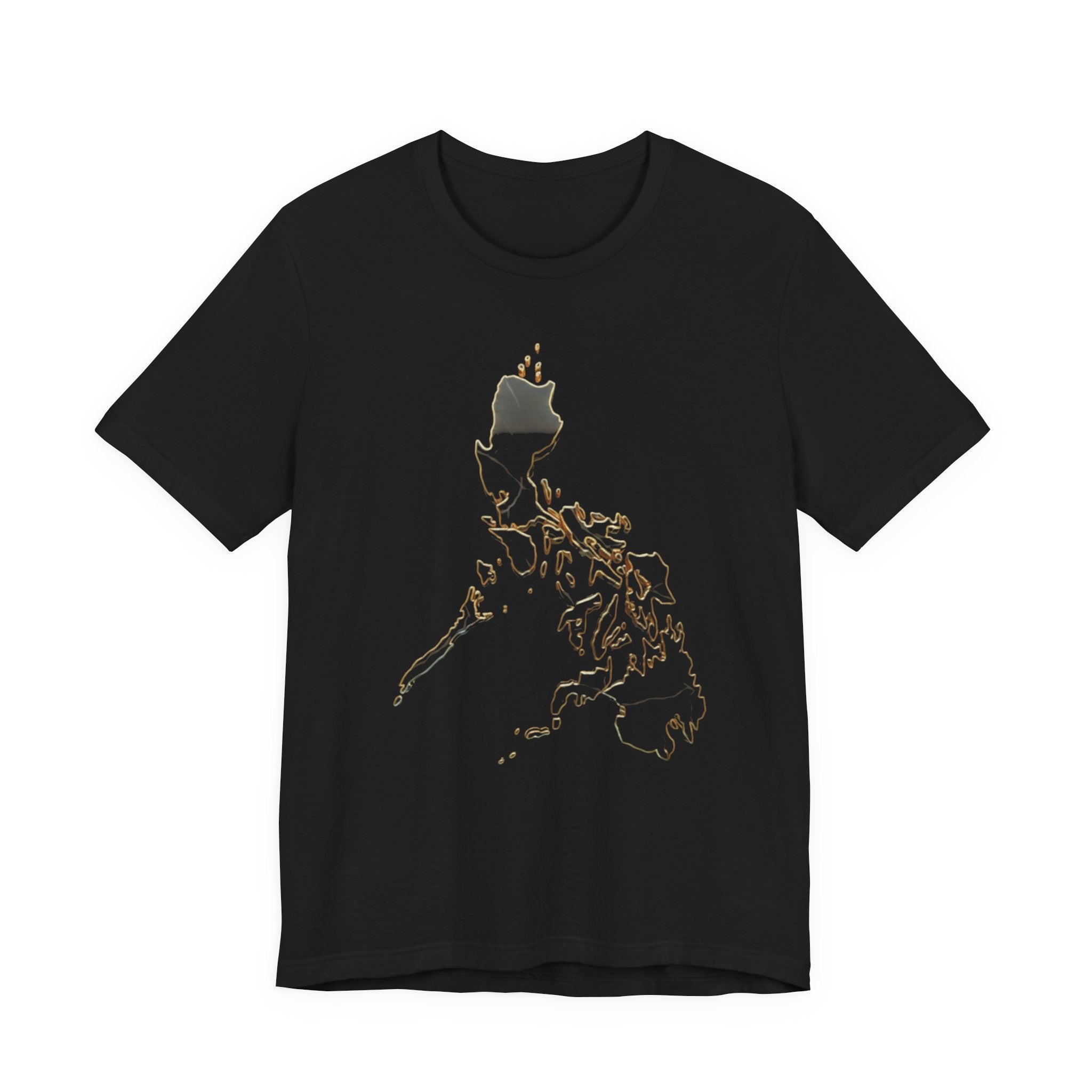 Philippines Map Gold Outline T-Shirt — Minimal Gold Philippine Islands Design