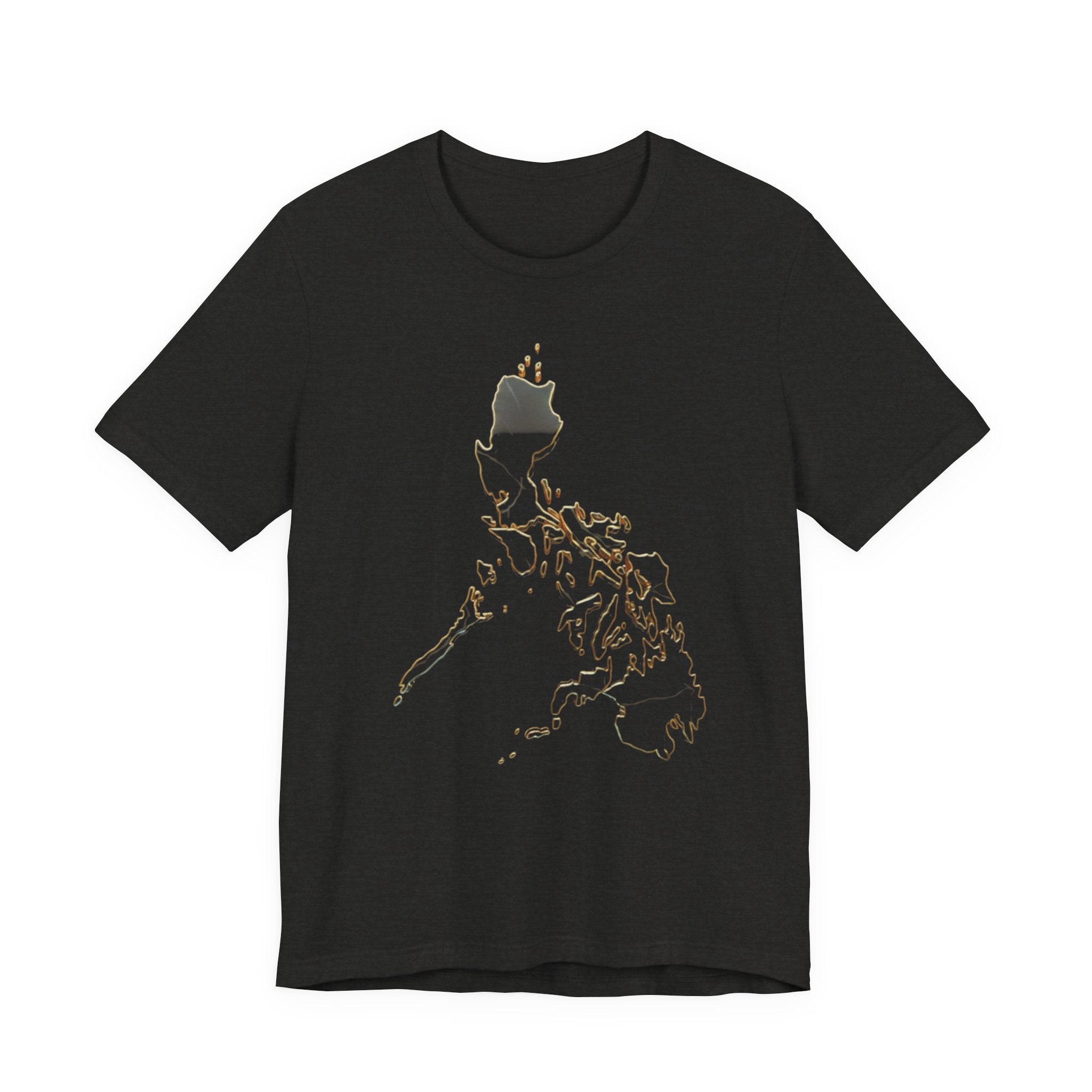 Philippines Map Gold Outline T-Shirt — Minimal Gold Philippine Islands Design