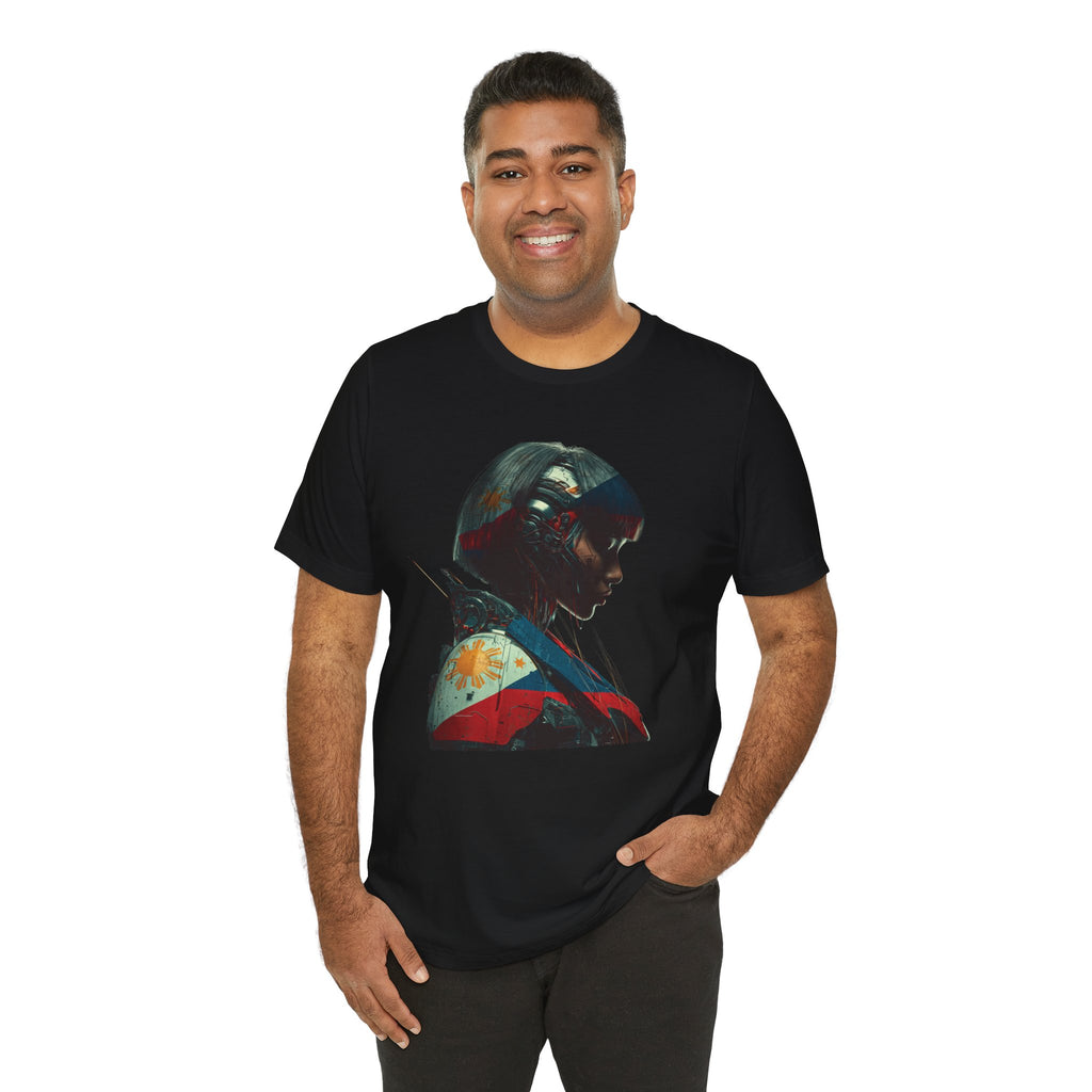 Cyberpunk Warrior Tee — Filipino Flag Portrait