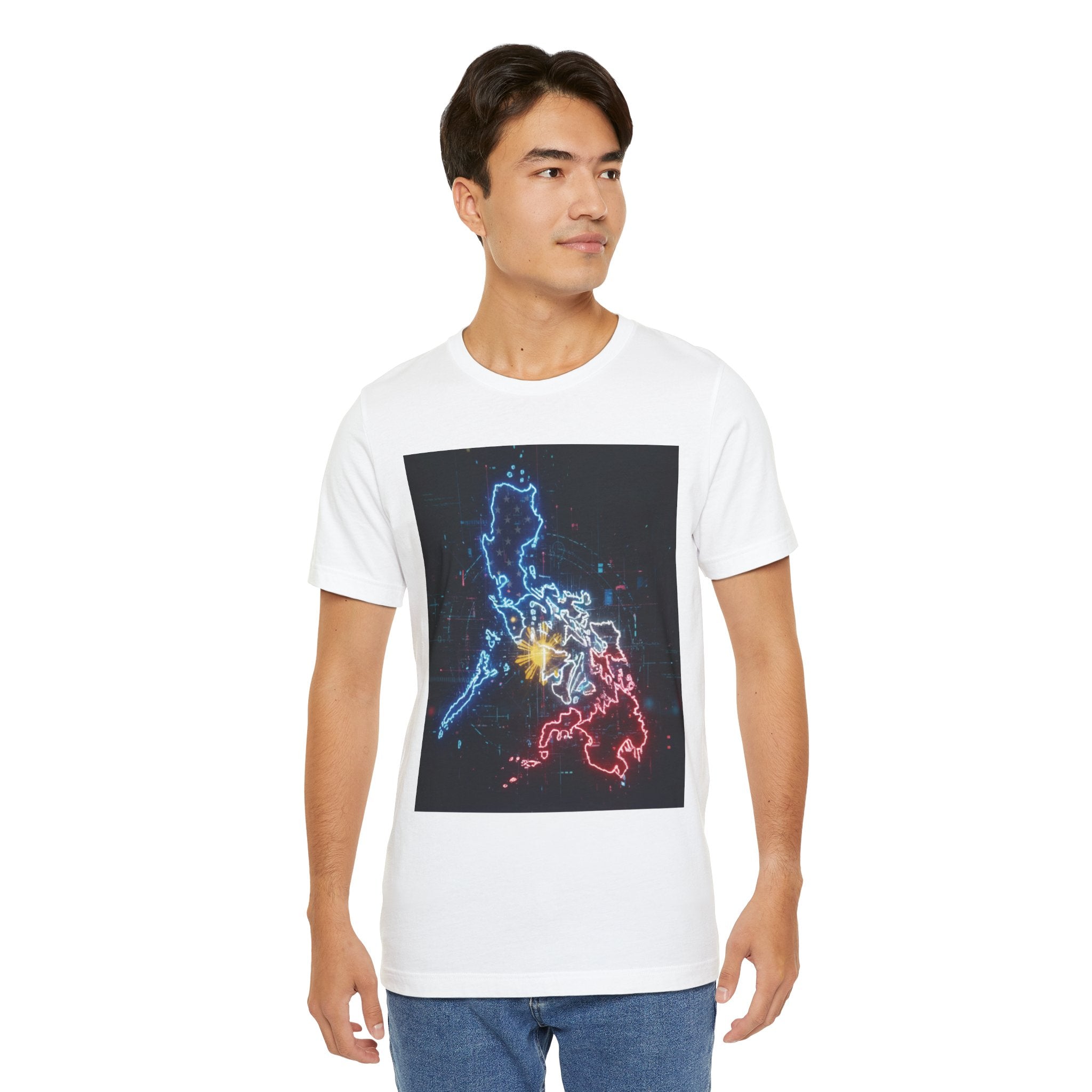Philippines Neon Map T‑Shirt — Filipino Pride Outline Tee