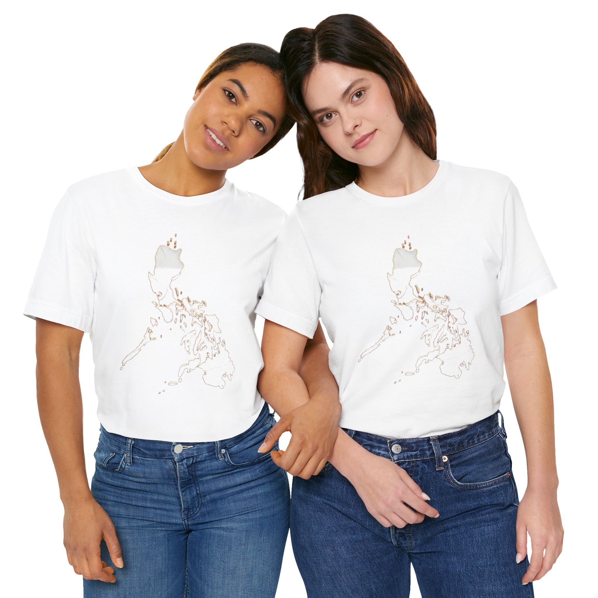 Philippines Map Gold Outline T-Shirt — Minimal Gold Philippine Islands Design