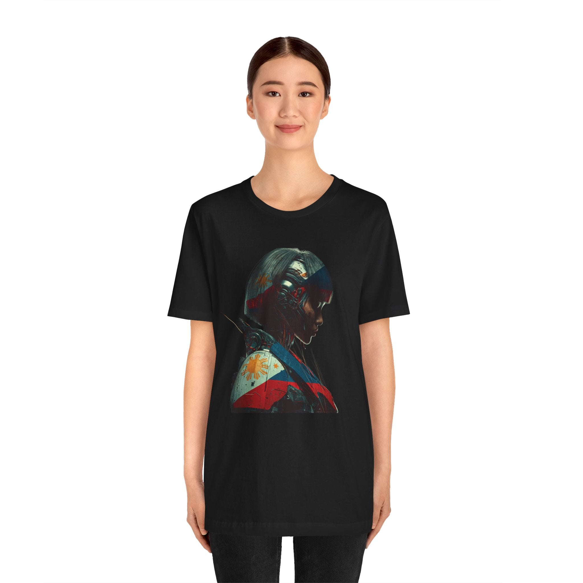Cyberpunk Warrior Tee — Filipino Flag Portrait