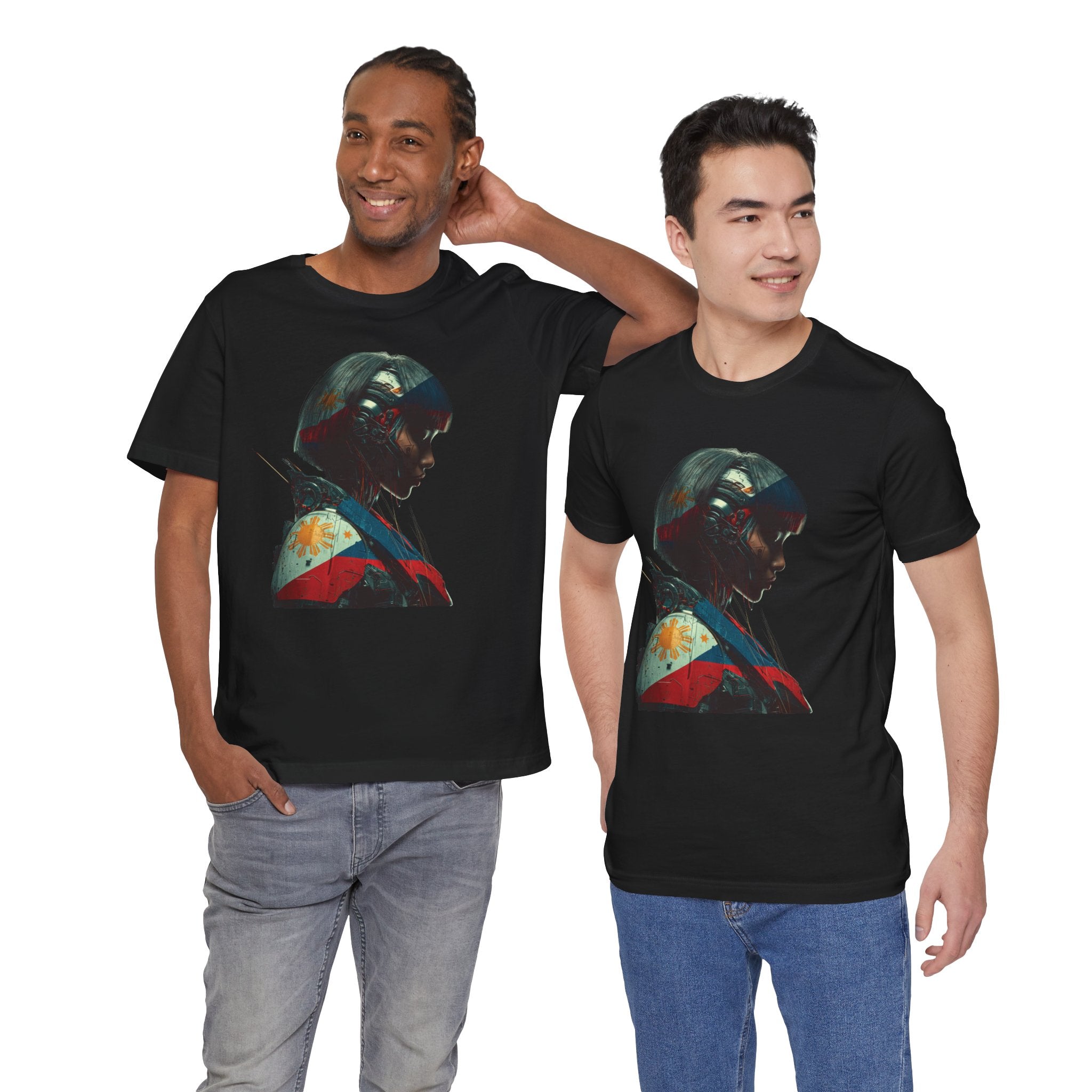 Cyberpunk Warrior Tee — Filipino Flag Portrait