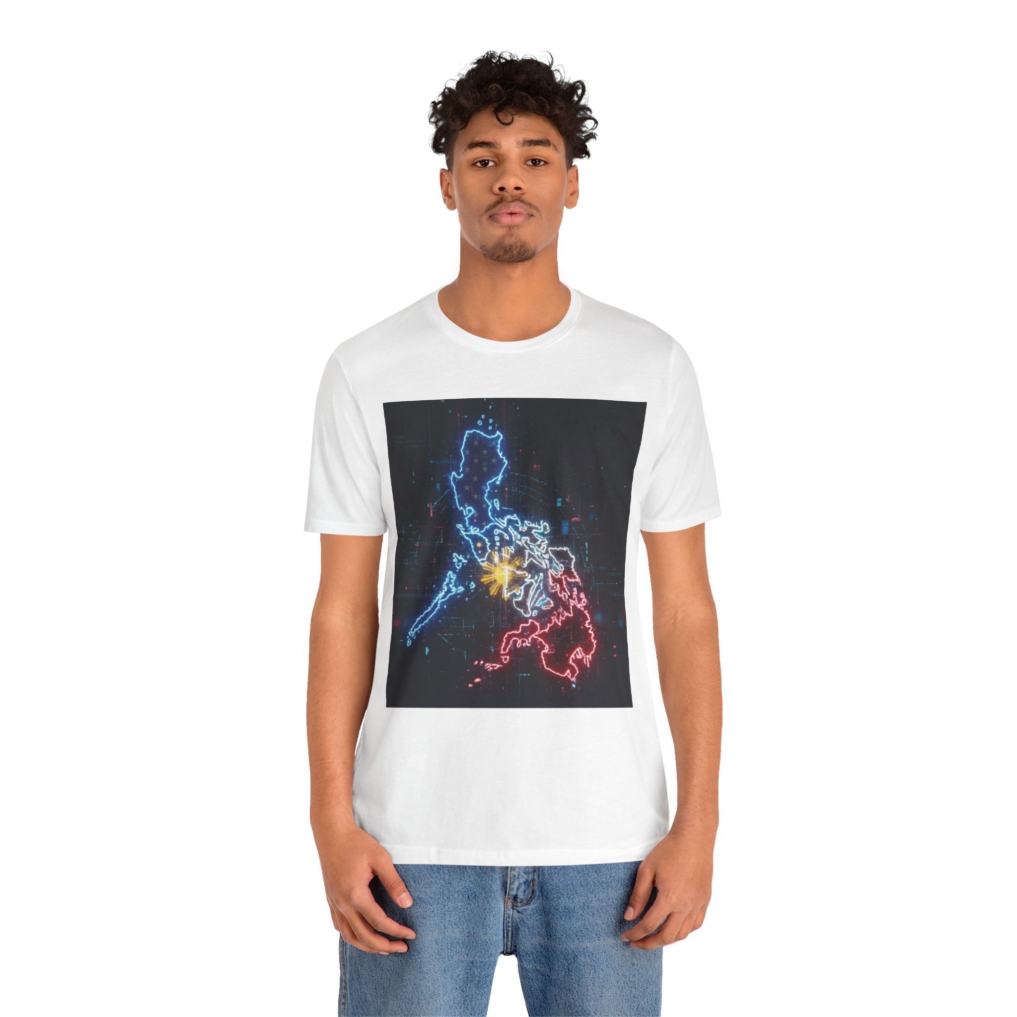 Philippines Neon Map T‑Shirt — Filipino Pride Outline Tee