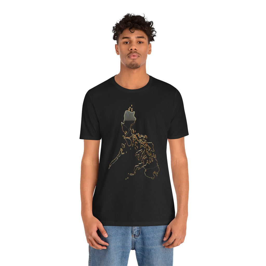 Philippines Map Gold Outline T-Shirt — Minimal Gold Philippine Islands Design