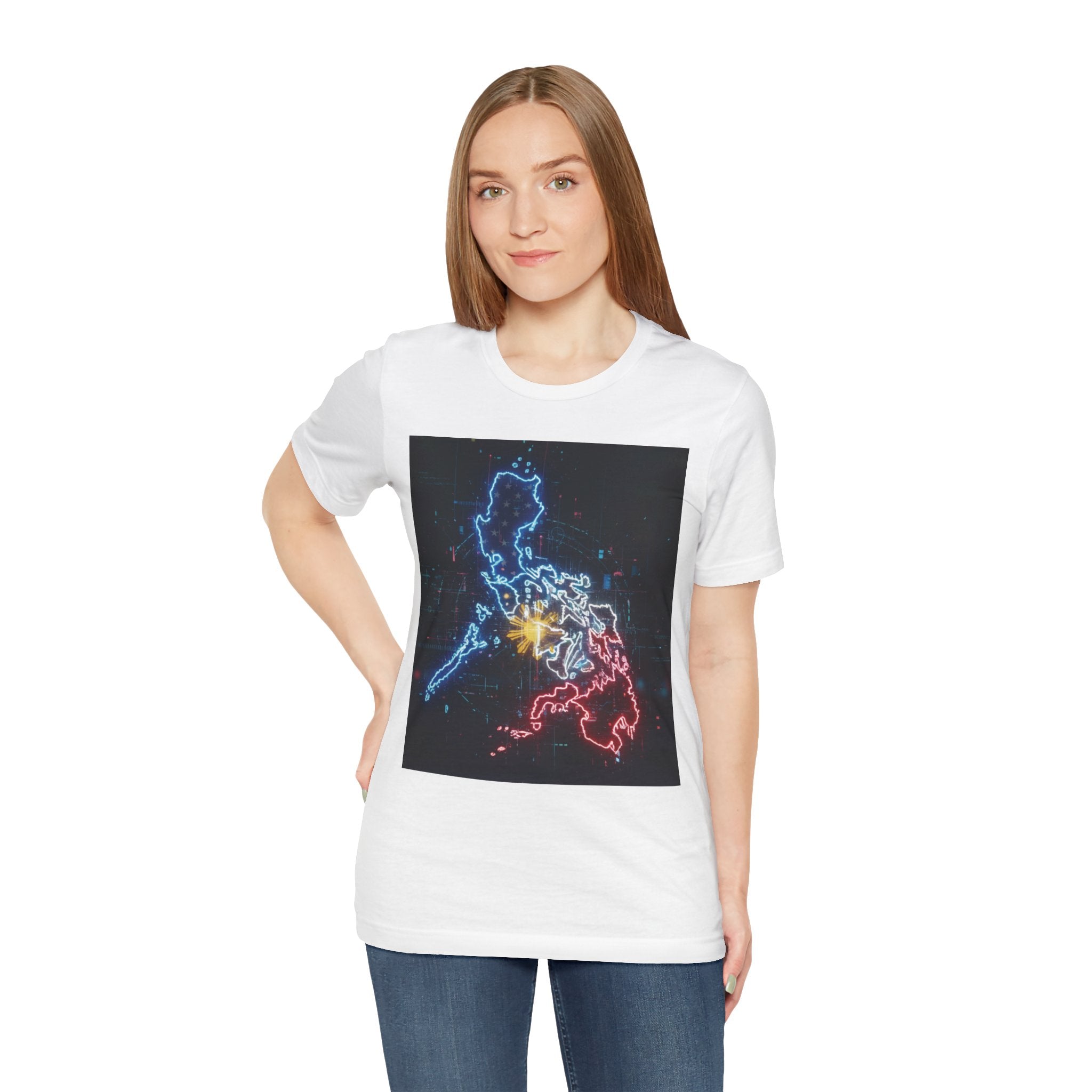 Philippines Neon Map T‑Shirt — Filipino Pride Outline Tee