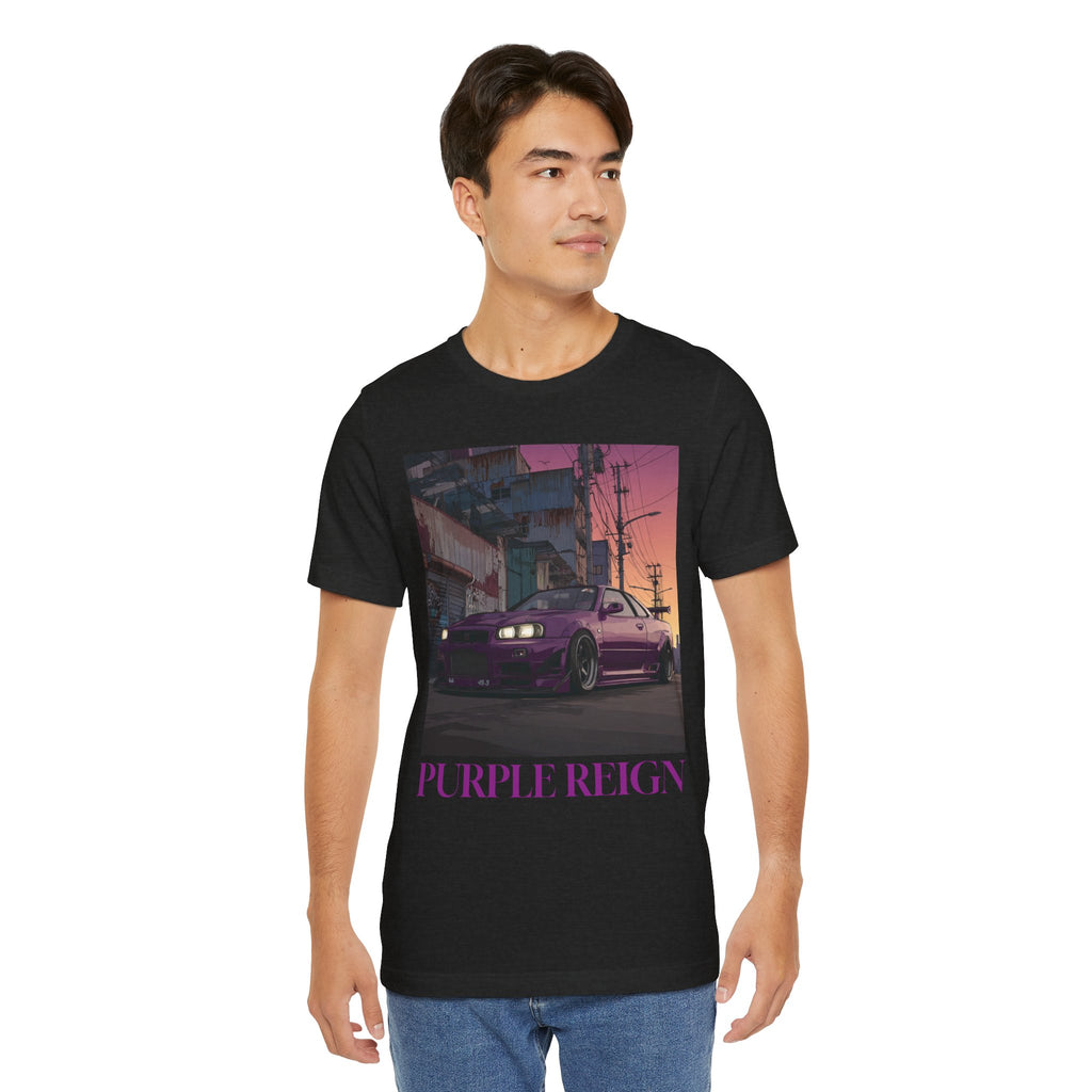 Purple Reign Tee — Vintage Sunset Skyline Godzirrra Graphic T-Shirt
