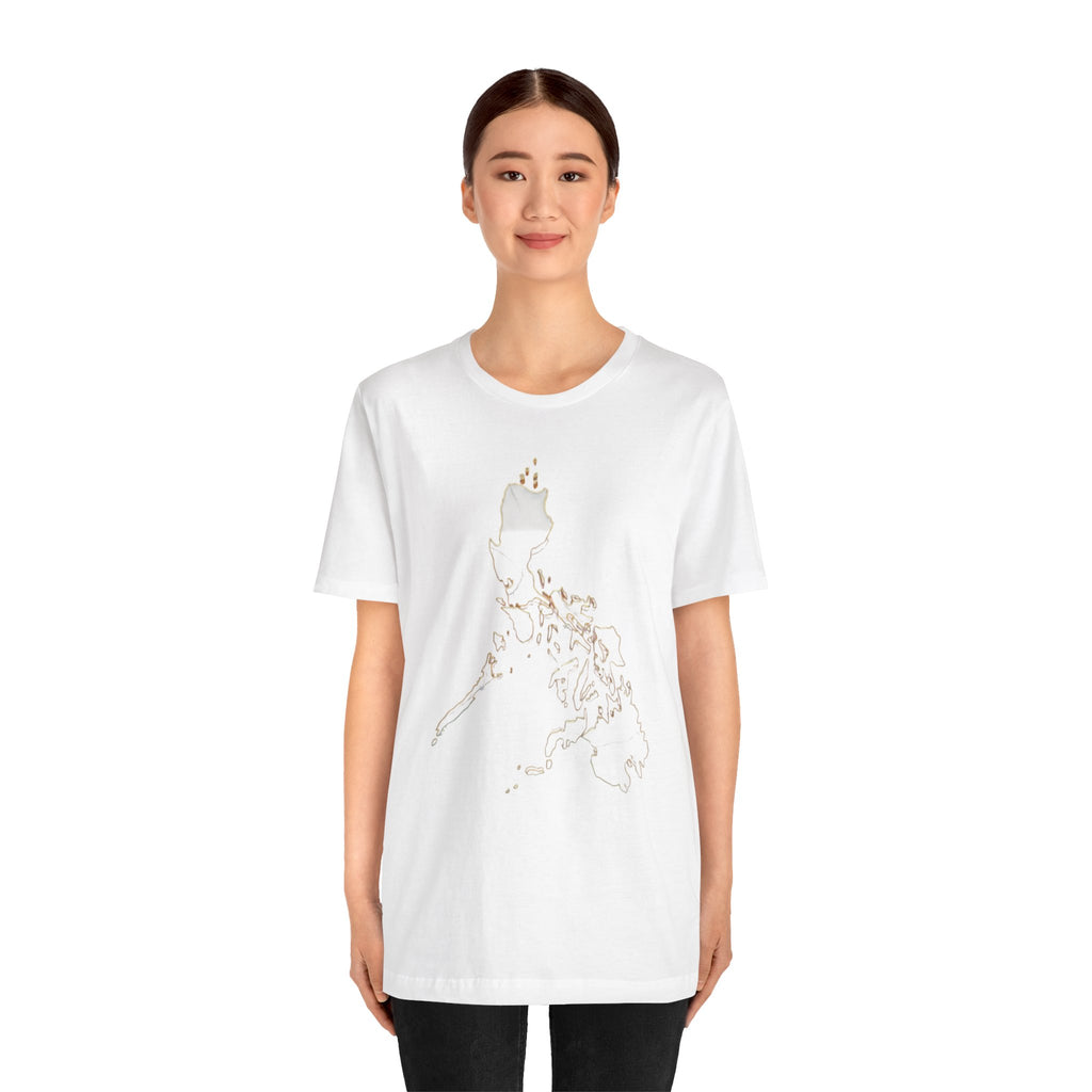 Philippines Map Gold Outline T-Shirt — Minimal Gold Philippine Islands Design