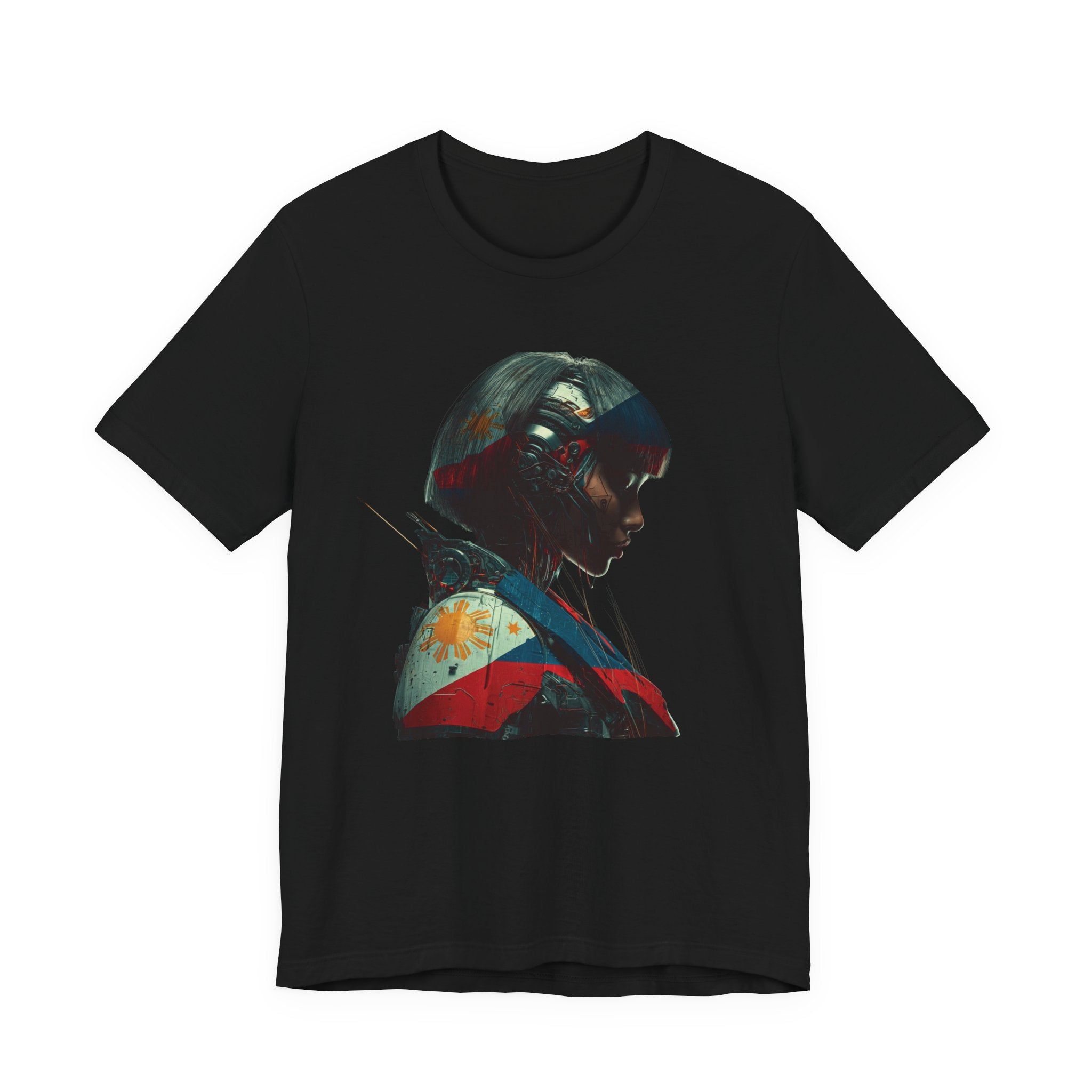 Cyberpunk Warrior Tee — Filipino Flag Portrait