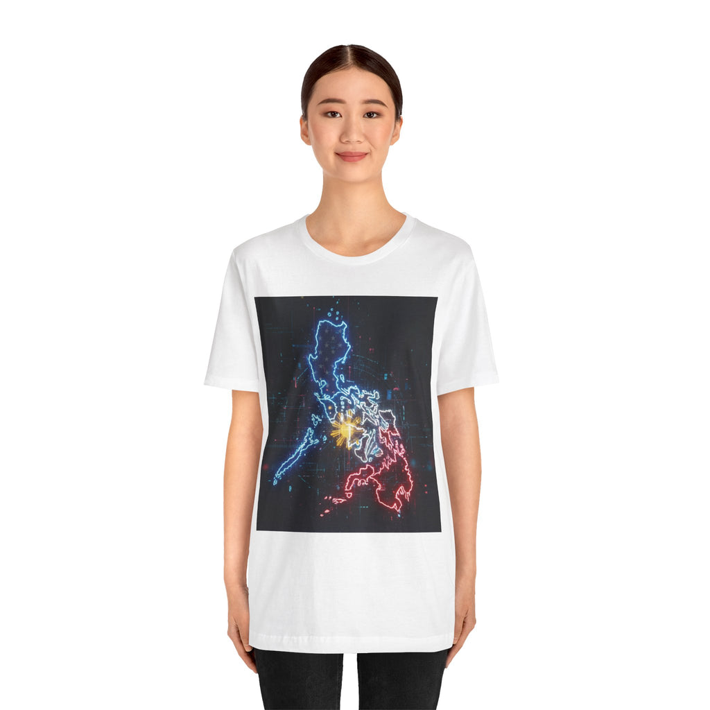 Philippines Neon Map T‑Shirt — Filipino Pride Outline Tee