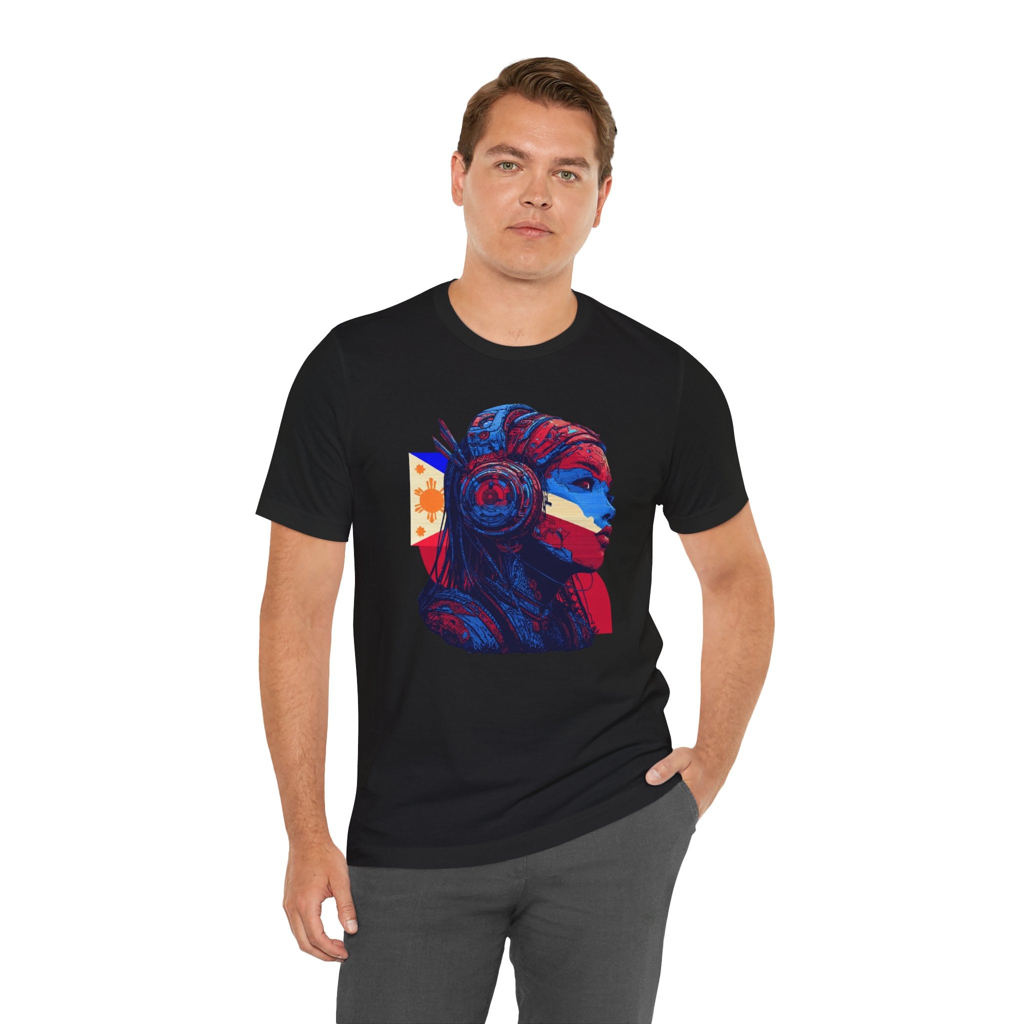 Filipina Warrior Portrait Tee – Patriotic Filipino Flag Art T-Shirt