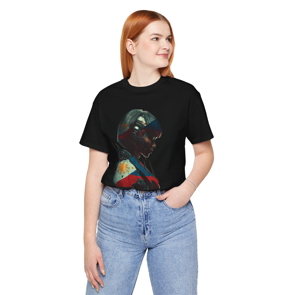 Cyberpunk Warrior Tee — Filipino Flag Portrait