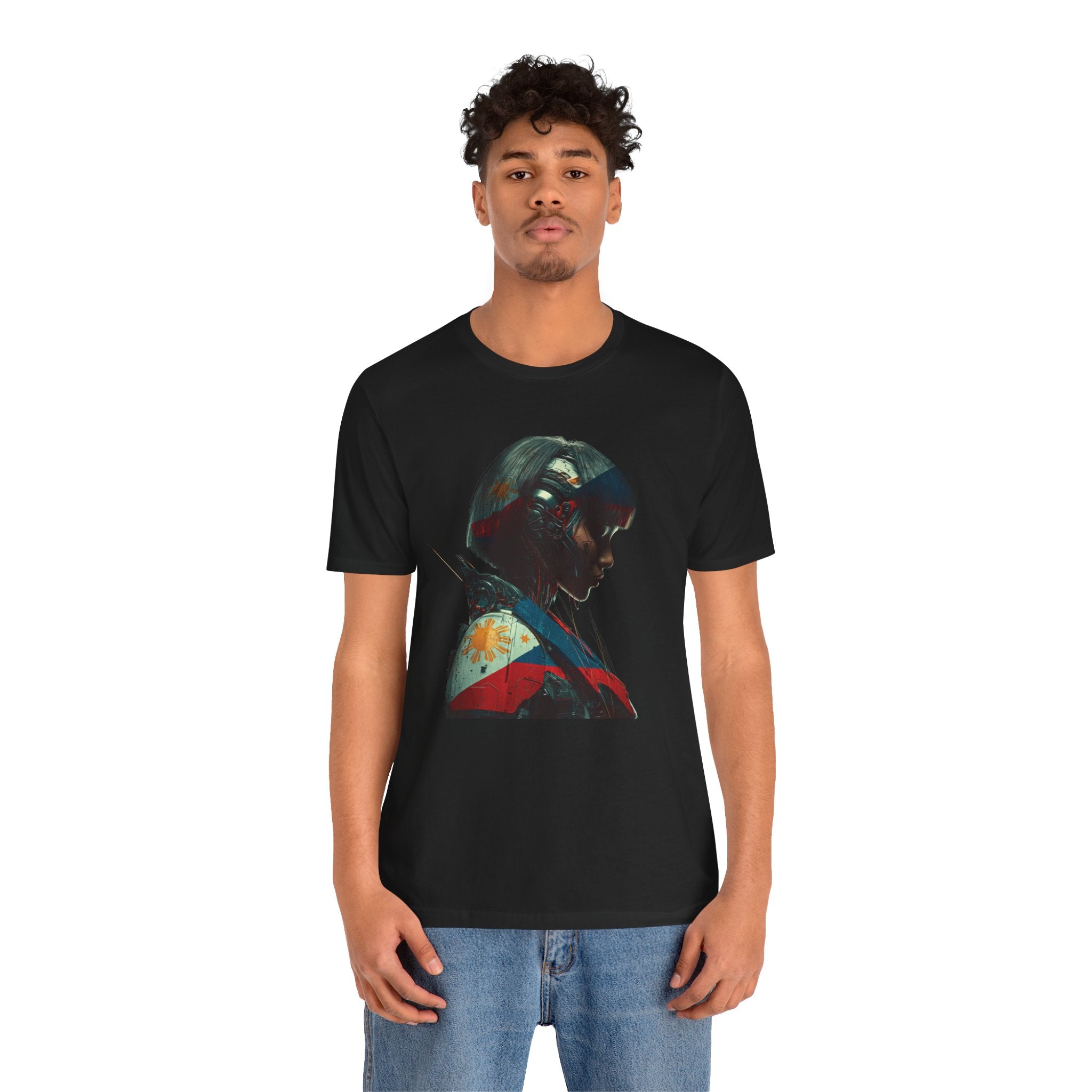 Cyberpunk Warrior Tee — Filipino Flag Portrait