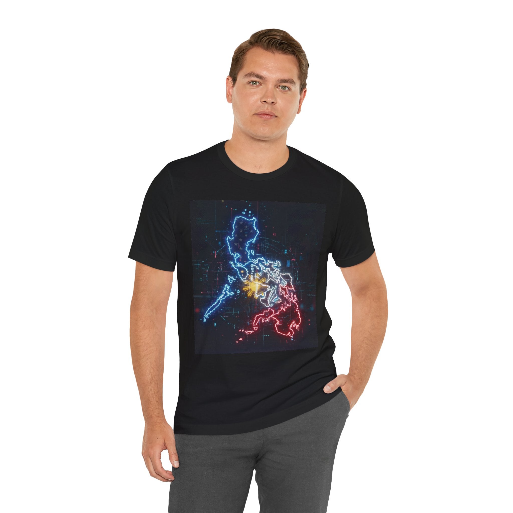 Philippines Neon Map T‑Shirt — Filipino Pride Outline Tee