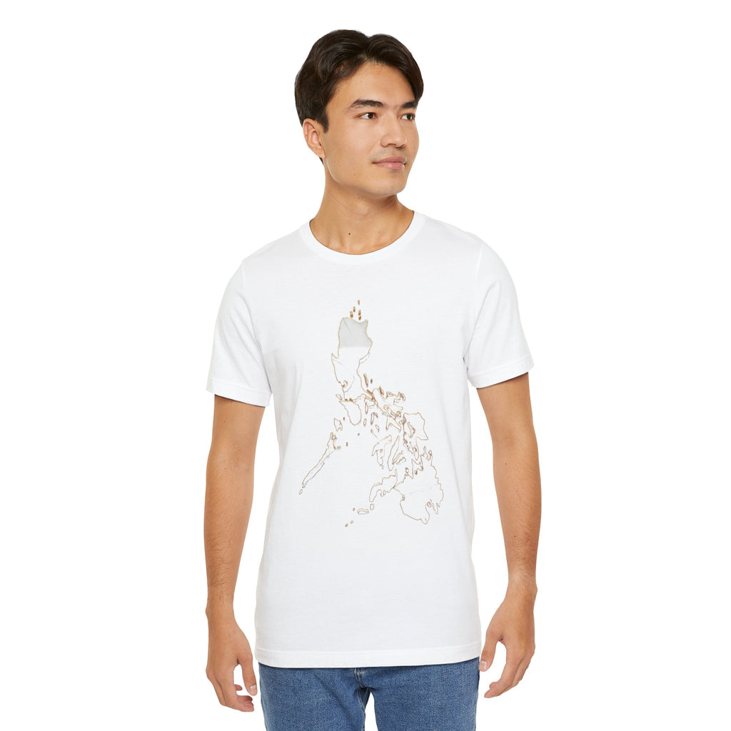 Philippines Map Gold Outline T-Shirt — Minimal Gold Philippine Islands Design