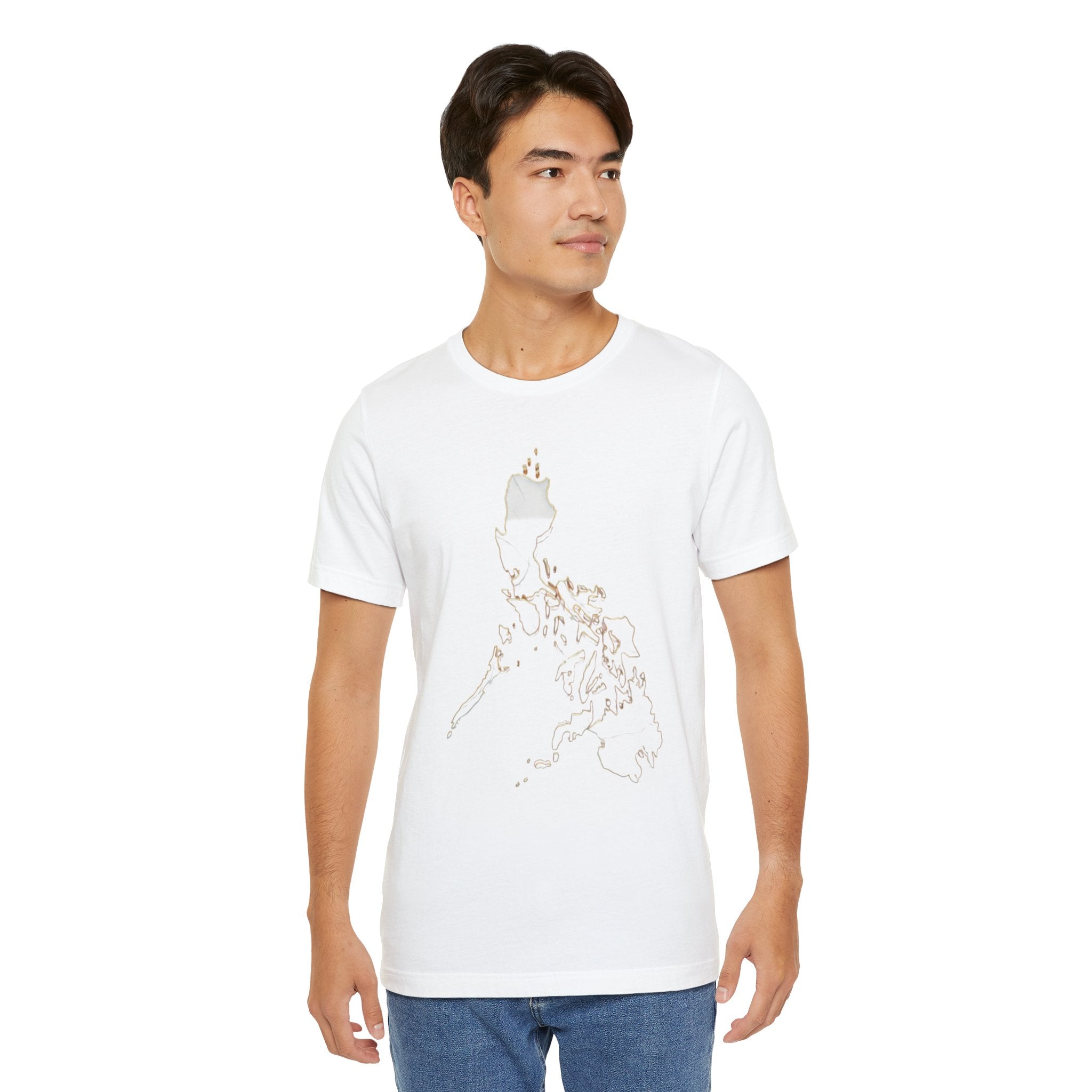 Philippines Map Gold Outline T-Shirt — Minimal Gold Philippine Islands Design